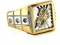 Real 10K Solid Yellow Gold Mens Scorpio Style Square Ring With CZ