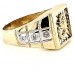 Real 10K Solid Yellow Gold Mens Scorpio Style Square Ring With CZ
