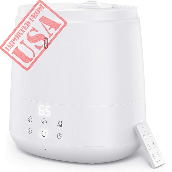 TaoTronics Humidifiers for Bedroom (6L), Warm and Cool Mist Humidifiers For Home (Top Fill Ultrasonic Air Humidifier, Customized Humidity, Remote Control, Sleep Mode, LED Display, Whisper Quiet)