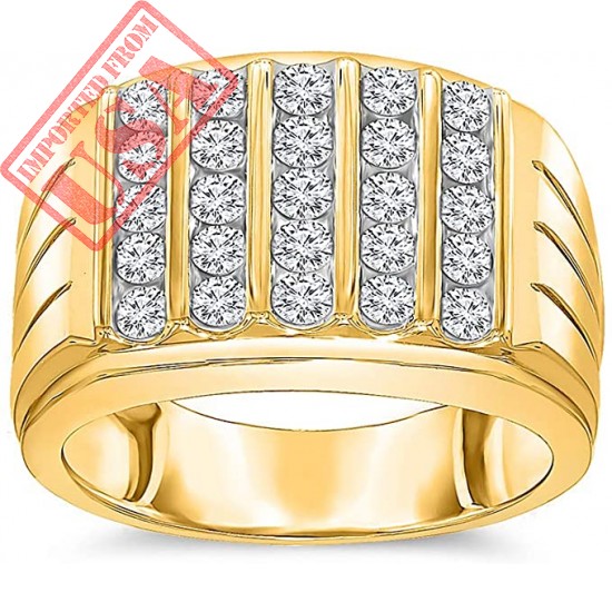 1.50 Ct. Diamond Ring for Men in 10kt Yellow Gold Round Diamond