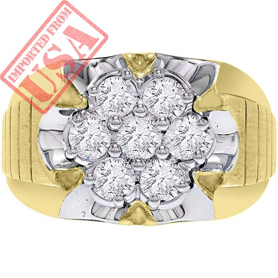 1.50 Ct. Diamond Ring for Men in 10kt Yellow Gold Round Diamond