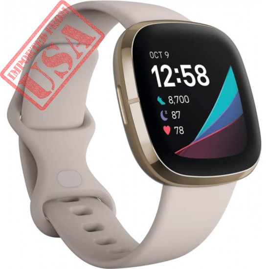 Fitbit Sense Advanced Smartwatch with Tools for Heart Health, Stress Management & Skin Temperature Trends, White/Gold, One Size (S & L Bands Included)