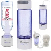 H2Wellness - Hydrogen Water Bottle Machine Generator SPE PEM Advanced Technology, Vent With Inhaler Adapter (White - Borosilicate)