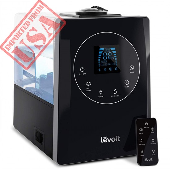 LEVOIT Humidifiers for Large Room Bedroom (6L), Warm and Cool Mist Ultrasonic Air Vaporizer for Home Whole House Babies, Customized Humidity, Remote Control, Whisper-Quiet (Black)