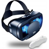 VR Headset Virtual Reality VR 3D Glasses VR Set 3D Virtual Reality Goggles, Controller, Adjustable VR Glasses Support 7 Inches [with Gamepad]