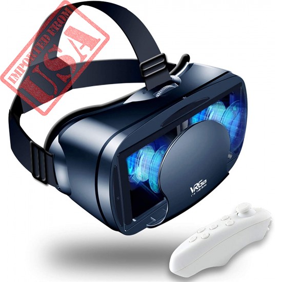 VR Headset Virtual Reality VR 3D Glasses VR Set 3D Virtual Reality Goggles, Controller, Adjustable VR Glasses Support 7 Inches [with Gamepad]