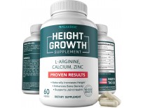 Height Growth Vitamin Pills - L-Arginine Calcium Zinc Supplement - Height Increase Vitamin Pills for Everybody - Without Growth Hormone - 60 Capsules