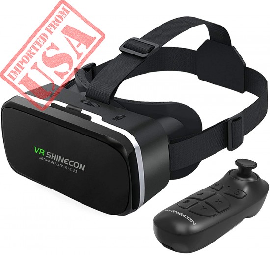 VR SHINECON Headset with Remote Controller 3D Glasses Goggles HD Virtual Reality Headset Compatible with iPhone & Android Phone Eye Protected Soft & Comfortable Adjustable Distance for Phones 4.7-6.53