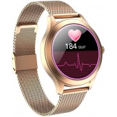 Smart Watch for Women, Full Touch Screen IP68 Waterproof, Fitness Tracker with Heart Rate Blood Pressure Oxygen Monitor Step Calorie Counter Music Control, Smartwatch for iPhone Android Phones (Gold)