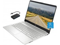 Newest HP 15.6" FHD IPS Touchscreen Laptop Computer, Intel i5-1035G1 Processor, 12GB DDR4 RAM, 256GB NVMe SSD, Intel UHD Graphics, Webcam, HDMI, Windows 10 Home, Silver, With TSBEAU 4 Port USB 3.0 Hub