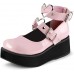 CYNLLIO Platform Pumps Harajuku Mary Jane Shoes Cute Lolita Shoes Heart Strap Shoes Goth Punk Ankle Shoes