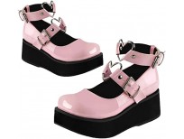 CYNLLIO Platform Pumps Harajuku Mary Jane Shoes Cute Lolita Shoes Heart Strap Shoes Goth Punk Ankle Shoes