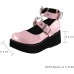 CYNLLIO Platform Pumps Harajuku Mary Jane Shoes Cute Lolita Shoes Heart Strap Shoes Goth Punk Ankle Shoes