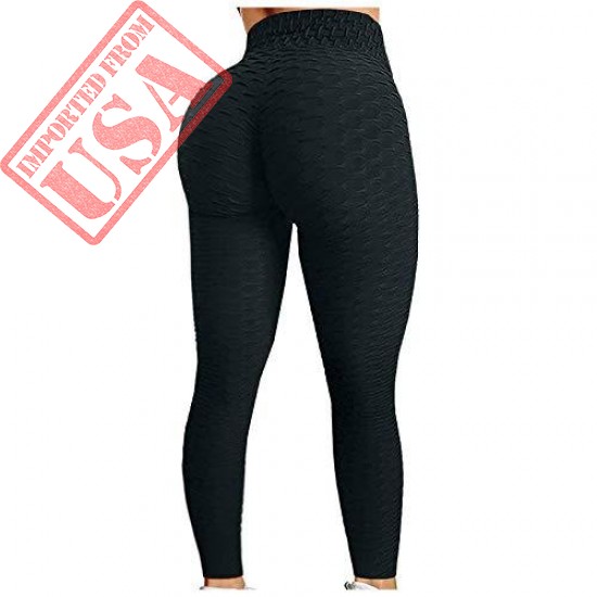 Dndnchun Women Ruched Yoga Pants Butt Lifting High Waist Tummy Control Gym Leggings for Glutes Workout Running Fitness Black