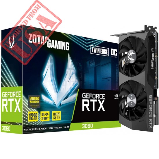 ZOTAC Gaming GeForce RTX 3060 Twin Edge OC 12GB GDDR6 192-bit 15 Gbps PCIE 4.0 Gaming Graphics Card, IceStorm 2.0 Cooling, Active Fan Control, Freeze Fan Stop ZT-A30600H-10M