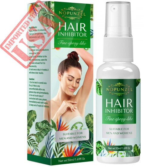 Nopunzel Hair Inhibitor- 50 ML - Hair Stop Growth Spray - Natural Ingredient to Inhibit and Reduce to Stop Hair Growth - Safe for Face, Arm, Leg, Armpit Use - Smooth Your Skin