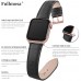 Fullmosa Compatible Apple Watch Band 40mm 38mm 44mm 42mm Leather Compatible iWatch Band/Strap Compatible Apple Watch SE & Series 6 5 4 3 2 1 with TPU Watch Case, 38mm 40mm, Black + Rose Gold Buckle