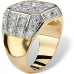 Palm Beach Jewelry Men's 14K Yellow Gold Plated Square Cut Cubic Zirconia Octagon Ring