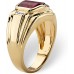 Palm Beach Jewelry Men's 18K Yellow Gold Plated Emerald Cut Created Red Ruby and Diamond Accent Ring